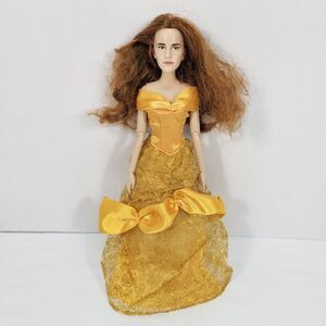 Disney Store Belle Live Action Emma Watson Doll Yellow Glitter Rose Gown